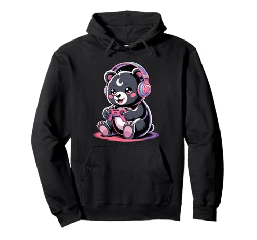 Gamer Bear Videospiel Kawaii Goth Girl Kleidung Pink Goth Pullover Hoodie von Pastel Goth Clothing Goth Accessories For Women