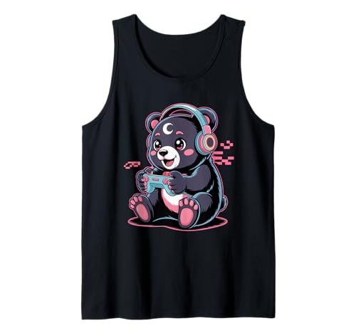 Gamer Bear Videospiel Kawaii Goth Girl Kleidung Pink Goth Tank Top von Pastel Goth Clothing Goth Accessories For Women
