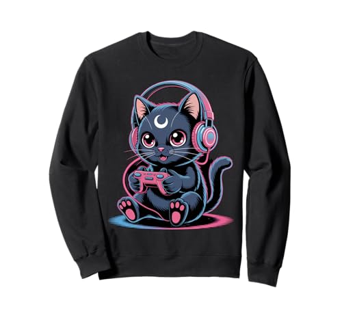 Gamer Black Cat Video Kawaii Goth Kleidung für Mädchen Rosa Goth Sweatshirt von Pastel Goth Clothing Goth Accessories For Women