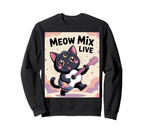 Schwarze Katze Gitarre Rock Kawaii Goth Mädchen Kleidung Pink Goth Sweatshirt von Pastel Goth Clothing Goth Accessories For Women