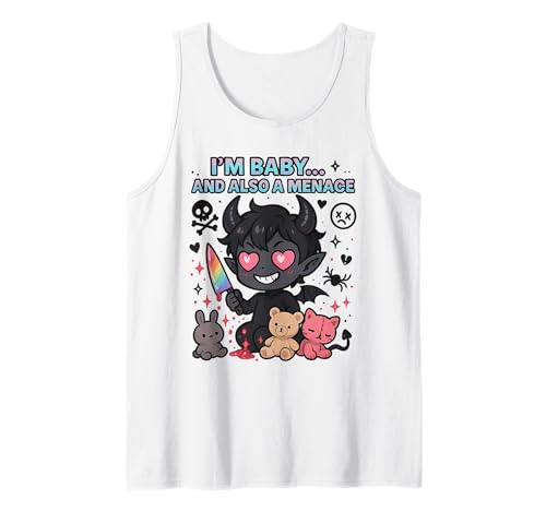 I'm Baby And Also A Menace Queer Cute Demon Pride Tank Top I'm Baby And Also A Menace Queer Cute Demon Pride Tank Top von Pastel Goth LGBTQ Funny Chaos Demoncore Apparel