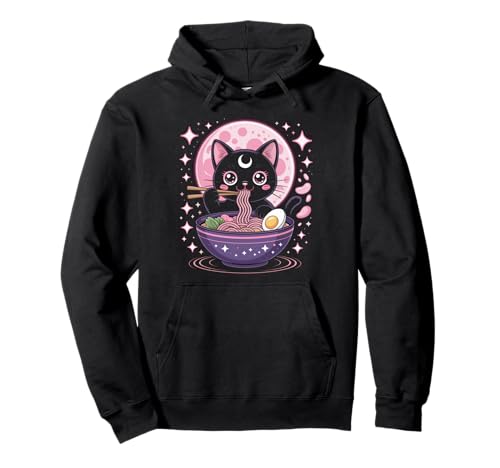 Pastell Goth Kleidung Schwarze Katze Essen Ramen Goth Mädchen Kleidung Pullover Hoodie von Pastel Goth Shirts For Women Pastel Goth Clothes