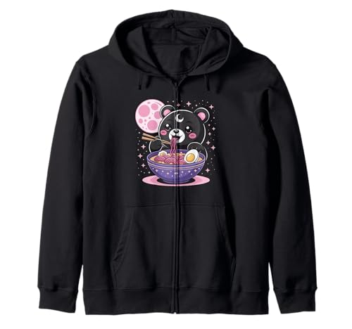 Pastell Gothic Kleidung Bär Essen Ramen Goth Mädchen Kleidung Kapuzenjacke von Pastel Goth Shirts For Women Pastel Goth Clothes