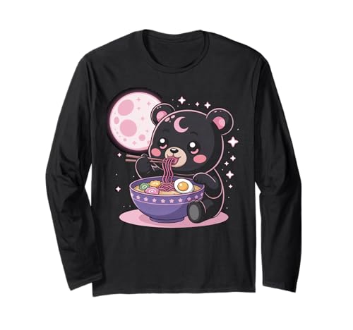 Pastell Gothic Kleidung Bär Essen Ramen Goth Mädchen Kleidung Langarmshirt von Pastel Goth Shirts For Women Pastel Goth Clothes