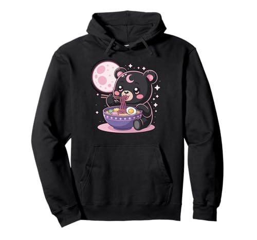 Pastell Gothic Kleidung Bär Essen Ramen Goth Mädchen Kleidung Pullover Hoodie von Pastel Goth Shirts For Women Pastel Goth Clothes