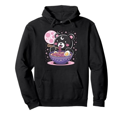 Pastell Gothic Kleidung Bär Essen Ramen Goth Mädchen Kleidung Pullover Hoodie von Pastel Goth Shirts For Women Pastel Goth Clothes