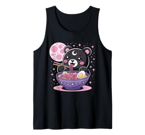 Pastell Gothic Kleidung Bär Essen Ramen Goth Mädchen Kleidung Tank Top von Pastel Goth Shirts For Women Pastel Goth Clothes
