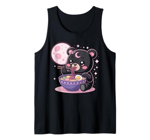 Pastell Gothic Kleidung Bär Essen Ramen Goth Mädchen Kleidung Tank Top von Pastel Goth Shirts For Women Pastel Goth Clothes