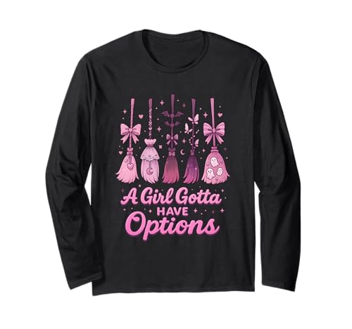 A Girl Gotta Have Options Pastel Witch Broom Kawaii Hallowee Langarmshirt von Pastel Witch Options Co.
