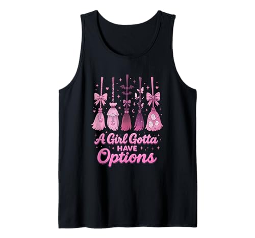 A Girl Gotta Have Options Pastel Witch Broom Kawaii Hallowee Tank Top von Pastel Witch Options Co.