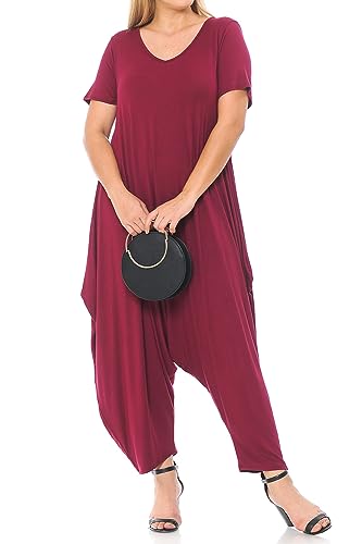 Pastel by Vivienne Damen Kurzarm Harem Jumpsuit Übergröße - Rot - X-Groß von Pastel by Vivienne
