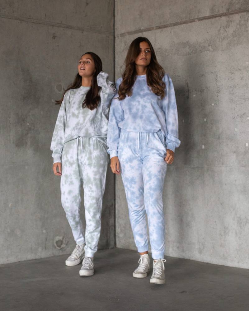 Sweater + Jogger Tie Dye Set, 2 Stück Baumwoll Trainingsanzug, Oversized Sweatshirt, Blau Grün Pastell Farblich Passendes Mädchen Frauen von PastelCloudsShop