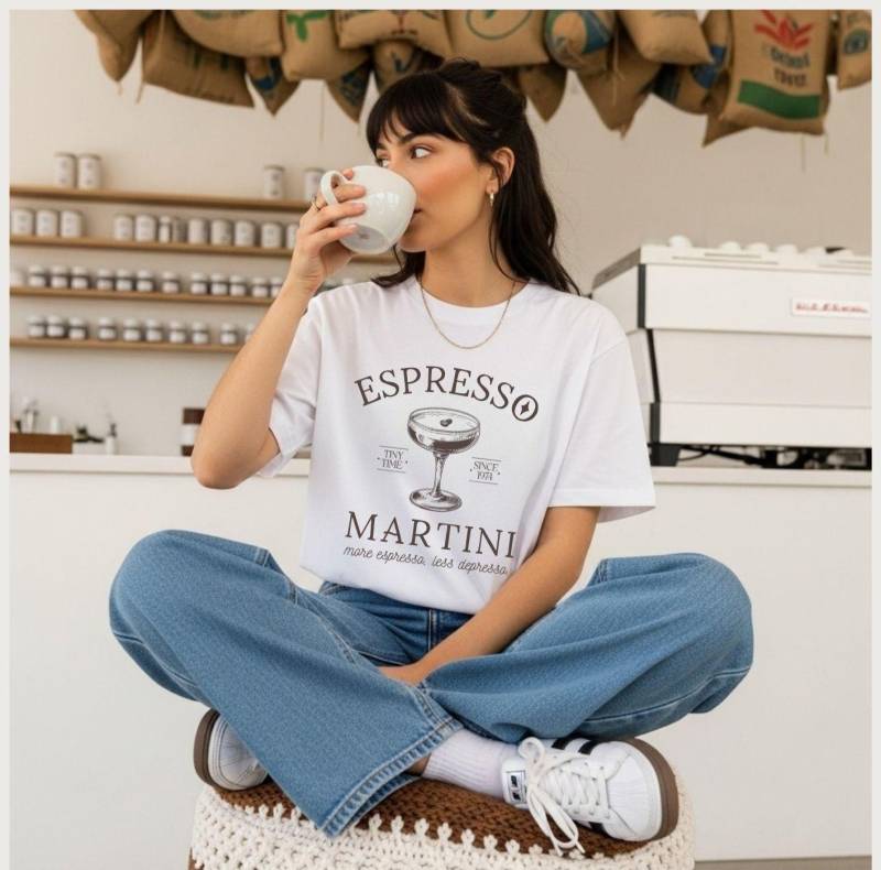 Espresso Martini Shirt, More Espresso Less Depresso, Barkeeper Bartender Barista Lover, Cocktail Lover von PastelLoveDesign