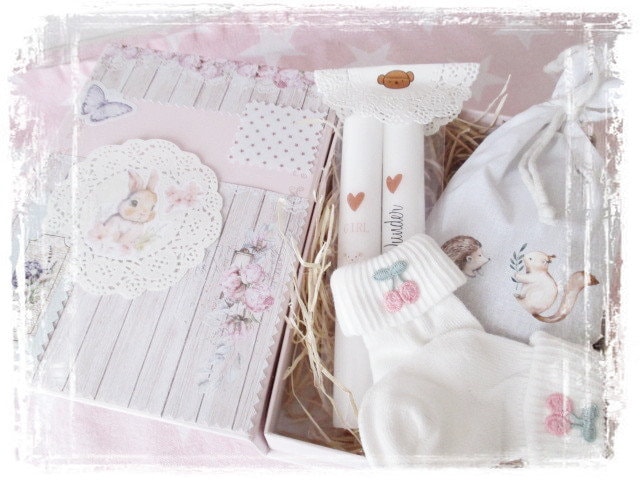 Zuckersüsses Babyshower - Set 4 Teilig/Baby Babyparty Geschenkset Zur Geburt Geschenk Girl Mädchen von Pastellboutique