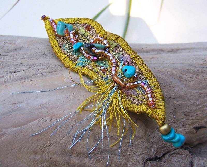 stoff-Collage-stick-Pin, Senf von PasticheStudio