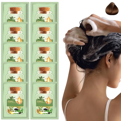 Bubble Plant Hair Dye, 30 ml Botanische Blasen Haarfarbe Shampoo für Frauen Männer 10 Packs/Box (Kastanienbraun) von Pastoralist