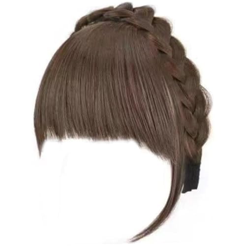 Flauschige gefälschte Haarbandbalken, hellbraune gefälschte Pony mit Koteletten, Hochtemperaturdraht geflochten von Pastoralist