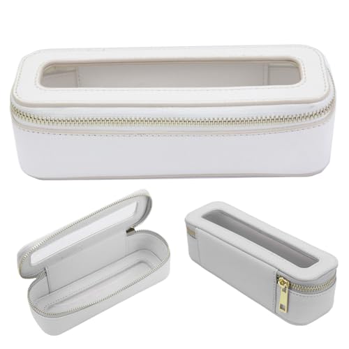 Klarer Make -up -Beutel 7,5 x2.4x2,4 Zoll Frauen wasserdichte Reisekosmetikbeutel mit transparentem Fenster und doppelten Reißverschlüssen tragbarer klarer Make -up -Koffer PU -Toilettenbeutel weiß, von Pastoralist