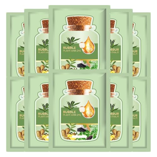 Natural Bubble Plant Hair Dye, 10 pcs natürlicher Haarfarbstoff mit Werkzeugen, 30 ml sichere botanische Bubble Shampoo mit Pflanzenextrakten für Frauen Mädchen von Pastoralist