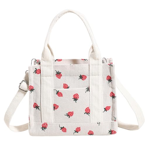 Pastoralist Erdbeerbeutel, Cord -Einkaufstasche süße Geldbörsen kleine Erdbeer Geldbeutel mit verstellbarer Schultergurthandtasche Crossbody -Tasche mit Reißverschluss Süßes Geldbörsen für Frauen von Pastoralist