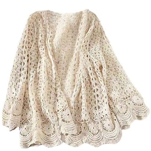 Pastoralist Sommer -Strickjacke für Frauen Leichtes Gewicht, Häkelhöhle -Frauen -Sommer -Strickjacke, Boho Long Sleeve Cardigan (eine Größe) von Pastoralist