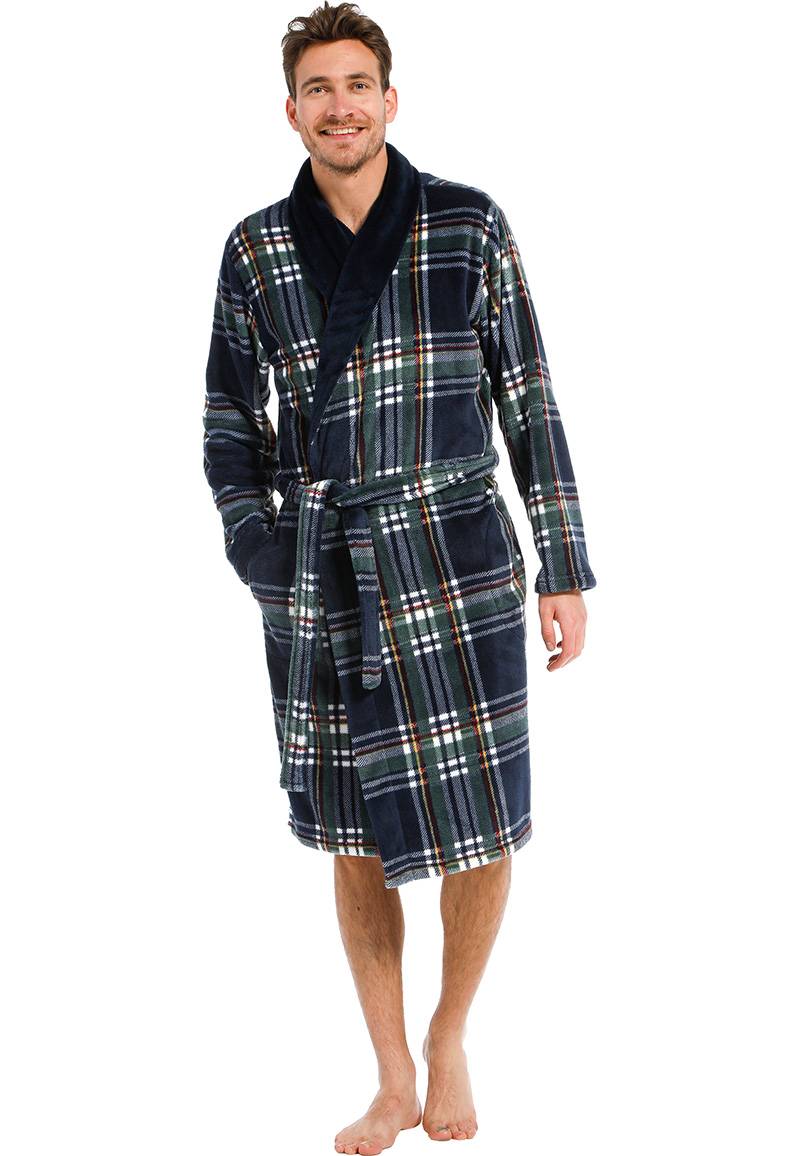 Groene herenbadjas Schotse ruit - fleece-L - 52 von Pastunette