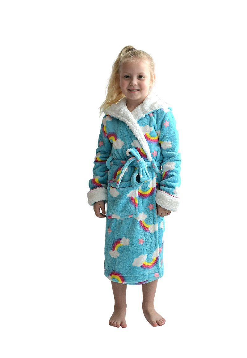 Kinderbadjas regenboog met capuchon - luxe fleece-176 von Pastunette