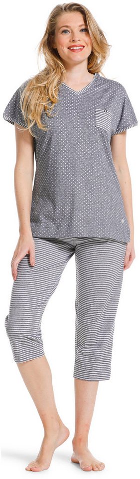 Pastunette Capri-Pyjama Damen Schlafanzug mit Caprihose (2 tlg) Baumwolle von Pastunette