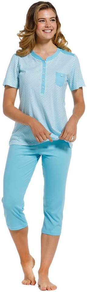 Pastunette Capri-Pyjama Sommerlicher Damen Schlafanzug (2 tlg) Modisches Design von Pastunette