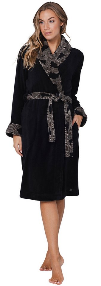 Pastunette Damenbademantel Damen Fleece Morgenmantel, Midi, Polyester, Schalkragen, Gürtel, Modisches Design von Pastunette