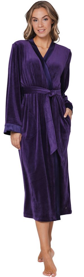Pastunette Kimono Damen Nikki Morgenmantel, lang, Polyestermischung, Kimonokragen, Gürtel, Edles Design von Pastunette