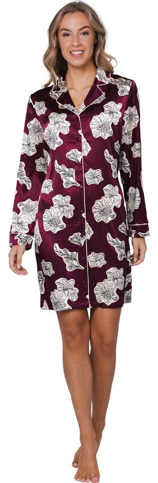 Pastunette Nachthemd Damen Satin Schlafshirt geknöpft (1-tlg) Edles Design von Pastunette