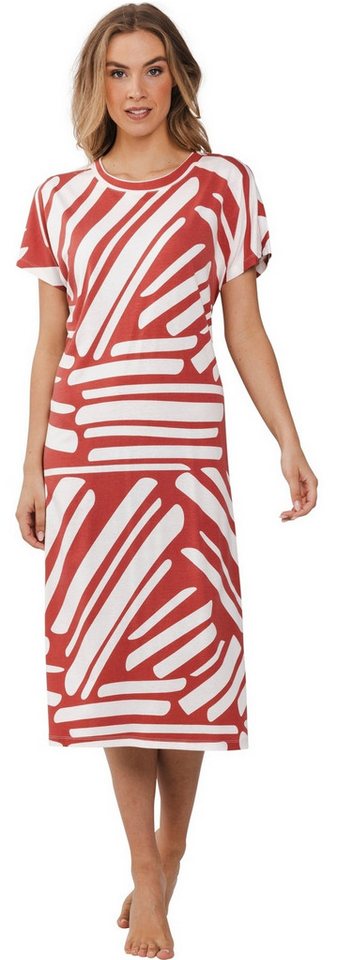 Pastunette Nachthemd Damen Schlafshirt lang kurzer Arm (1-tlg) Grafisches Design von Pastunette