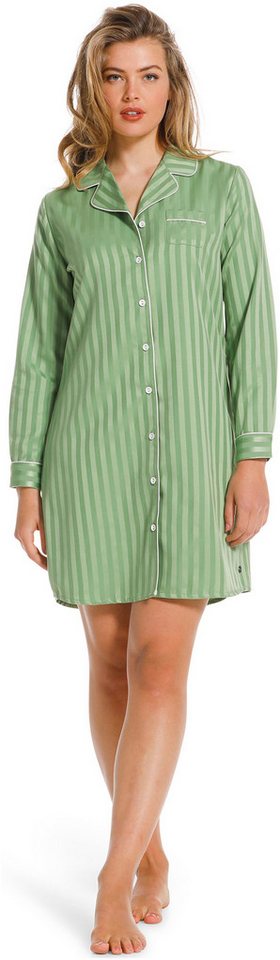 Pastunette Nachthemd Damen Satin Schlafshirt mit langem Arm (1-tlg) Streifen Design von Pastunette