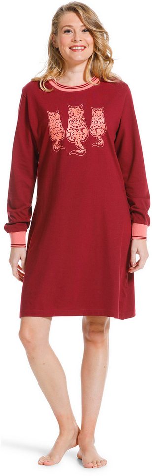 Pastunette Nachthemd Damen Schlafshirt mit langem Arm mit Katzen (1-tlg) Modisch von Pastunette