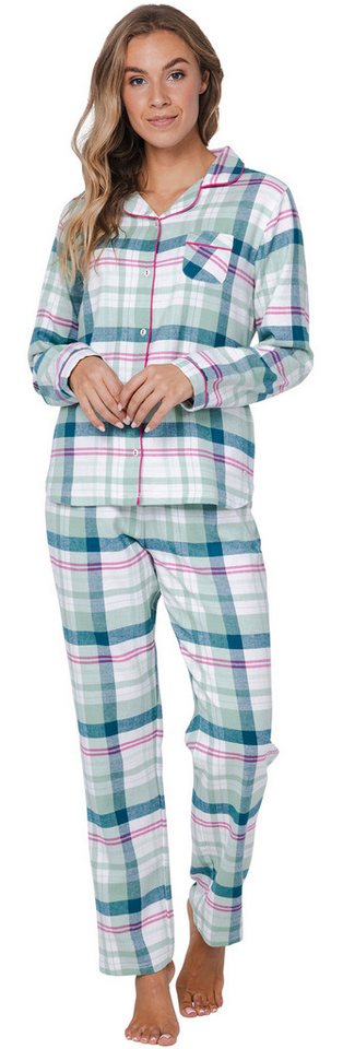 Pastunette Schlafanzug Damen Flanell Pyjama (2 tlg) Baumwolle von Pastunette
