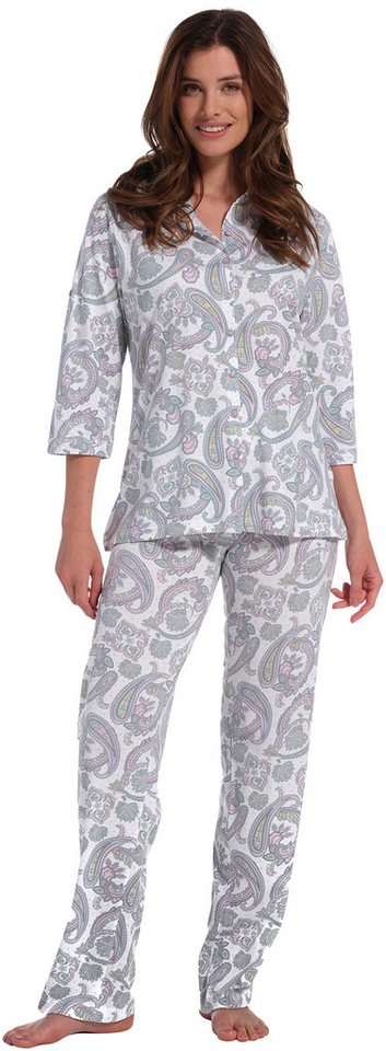 Pastunette Schlafanzug Damen Pyjama Paisley Muster (2 tlg) geknöpft von Pastunette