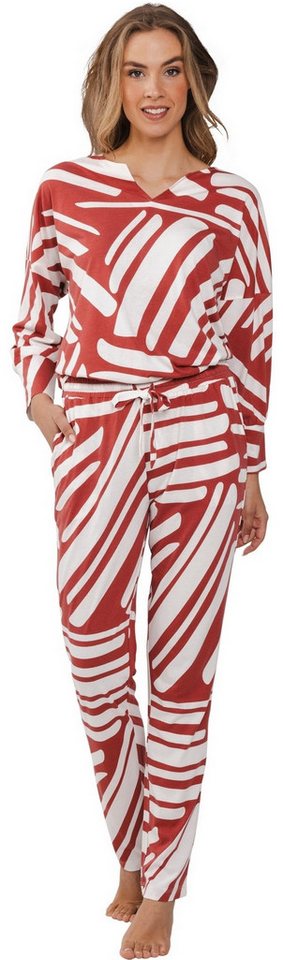 Pastunette Schlafanzug Damen Pyjama lang (2 tlg) Grafisches Design von Pastunette