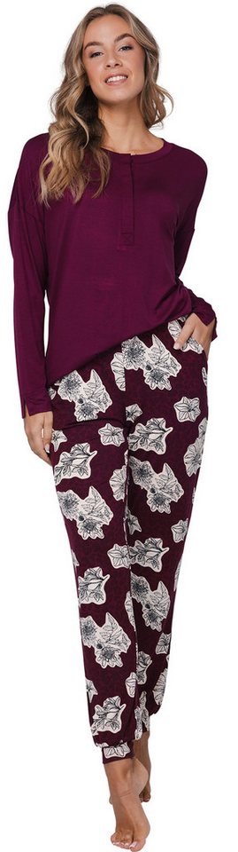 Pastunette Schlafanzug Damen Pyjama lang (2 tlg) edles Design von Pastunette