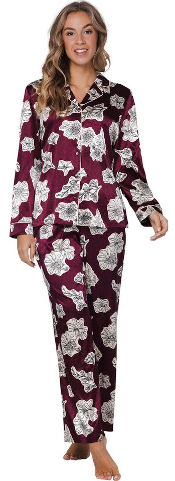Pastunette Schlafanzug Damen Satin Pyjama geknöpft (2 tlg) Edles Design von Pastunette