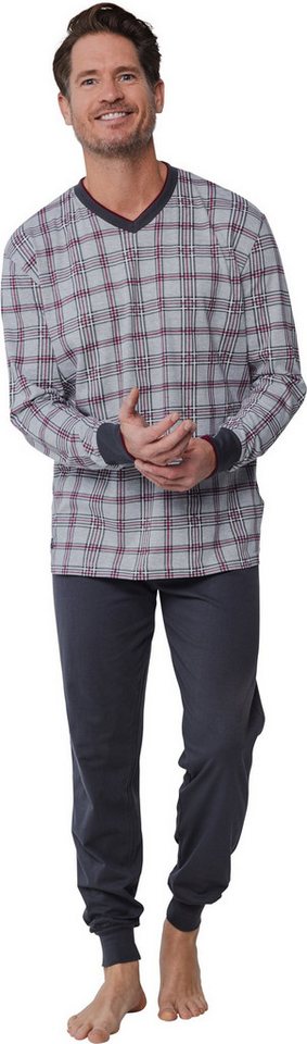 Pastunette Schlafanzug Herren Pyjama lang (2 tlg) kariertes Design von Pastunette