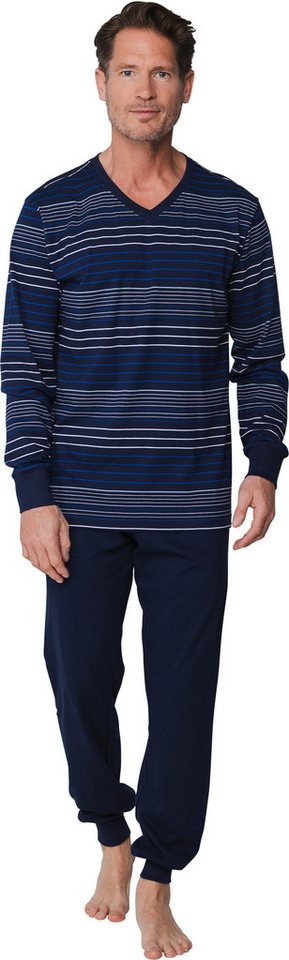 Pastunette Schlafanzug Herren Pyjama mit Bündchen (2 tlg) Baumwolle von Pastunette