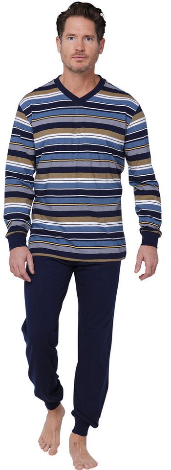 Pastunette Schlafanzug Herren Pyjama mit Bündchen (2 tlg) Baumwolle von Pastunette