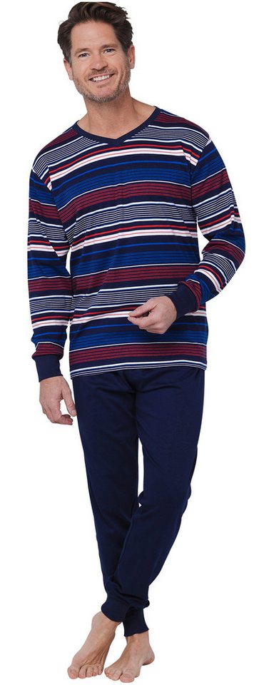 Pastunette Schlafanzug Herren Pyjama mit Bündchen (2 tlg) Interlock Qualität von Pastunette