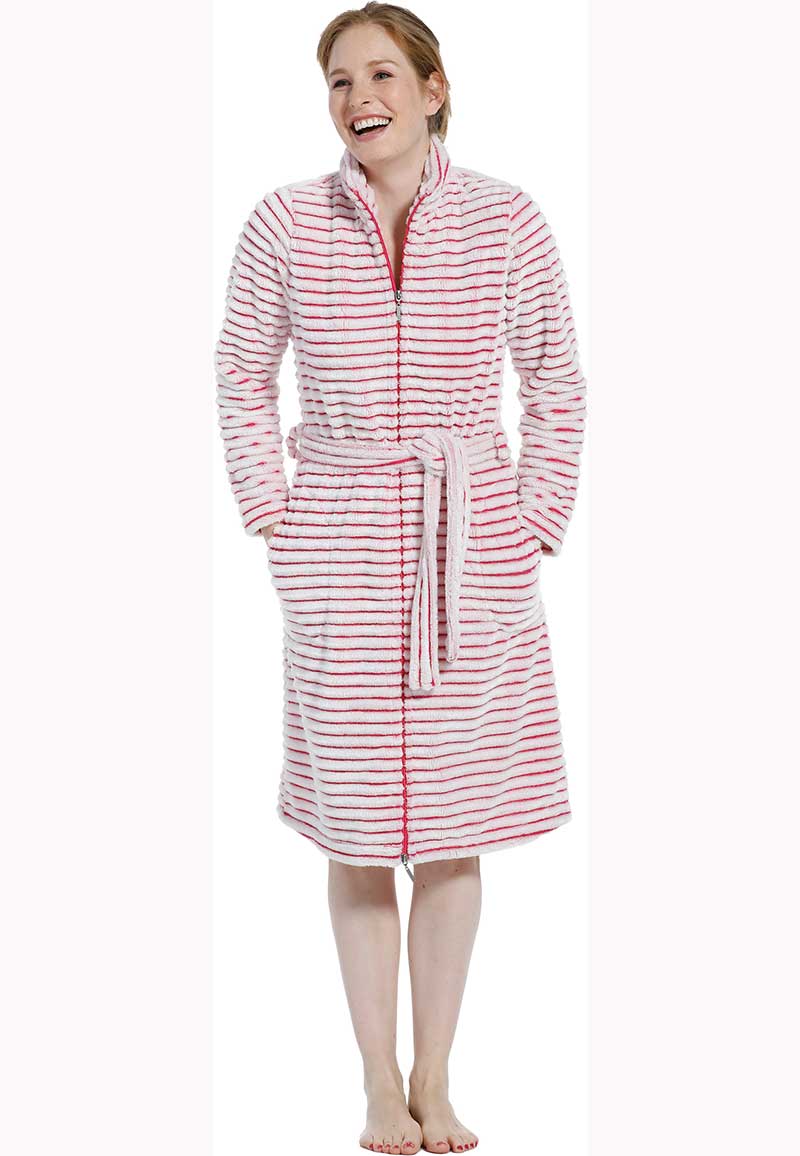 Rits badjas met roze strepen-l von Pastunette