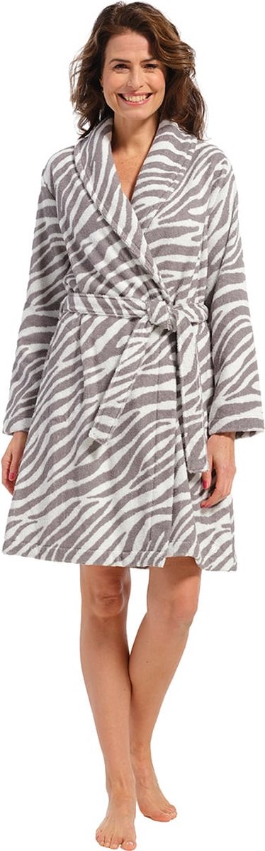 Zebra damesbadjas taupe - fleece-(52-54) XXL von Pastunette