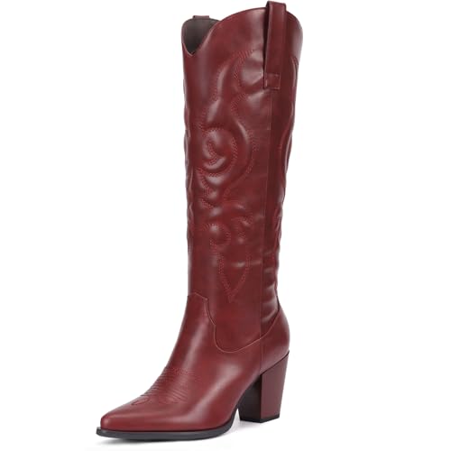 Pasuot Cowboystiefel aus Wildleder für Damen – kniehohe Westernstiefel mit seitlichem Reißverschluss, Retro-Stil, spitzer Zehenbereich, hoher Blockabsatz, langer Stiefel für Damen, Herbst, Winter Pasuot Cowboystiefel aus Wildleder für Damen – kniehohe Westernstiefel mit seitlichem Reißverschluss, Retro-Stil, spitzer Zehenbereich, hoher Blockabsatz, langer Stiefel für Damen, Herbst, Winter von Pasuot