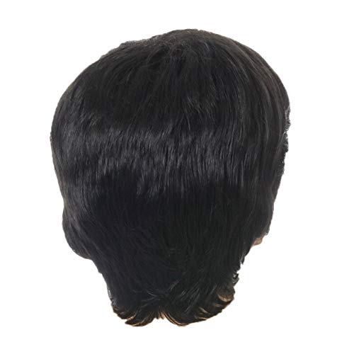 Pasyauer Mode PerüCke Kurze Schwarze MäNnliche Gerade Gerade Synthetische PerüCke für MäNner Haar Fleeciness Realistische NatüRliche Schwarze Schwarze Toupee PerüCken von Pasyauer