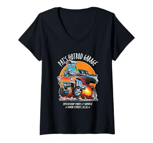 Damen Pat's Hotrod Garage Klassisches Auto, Pat Design T-Shirt mit V-Ausschnitt Damen Pat's Hotrod Garage Klassisches Auto, Pat Design T-Shirt mit V-Ausschnitt von Pat's Garage Designs for the Name Pat
