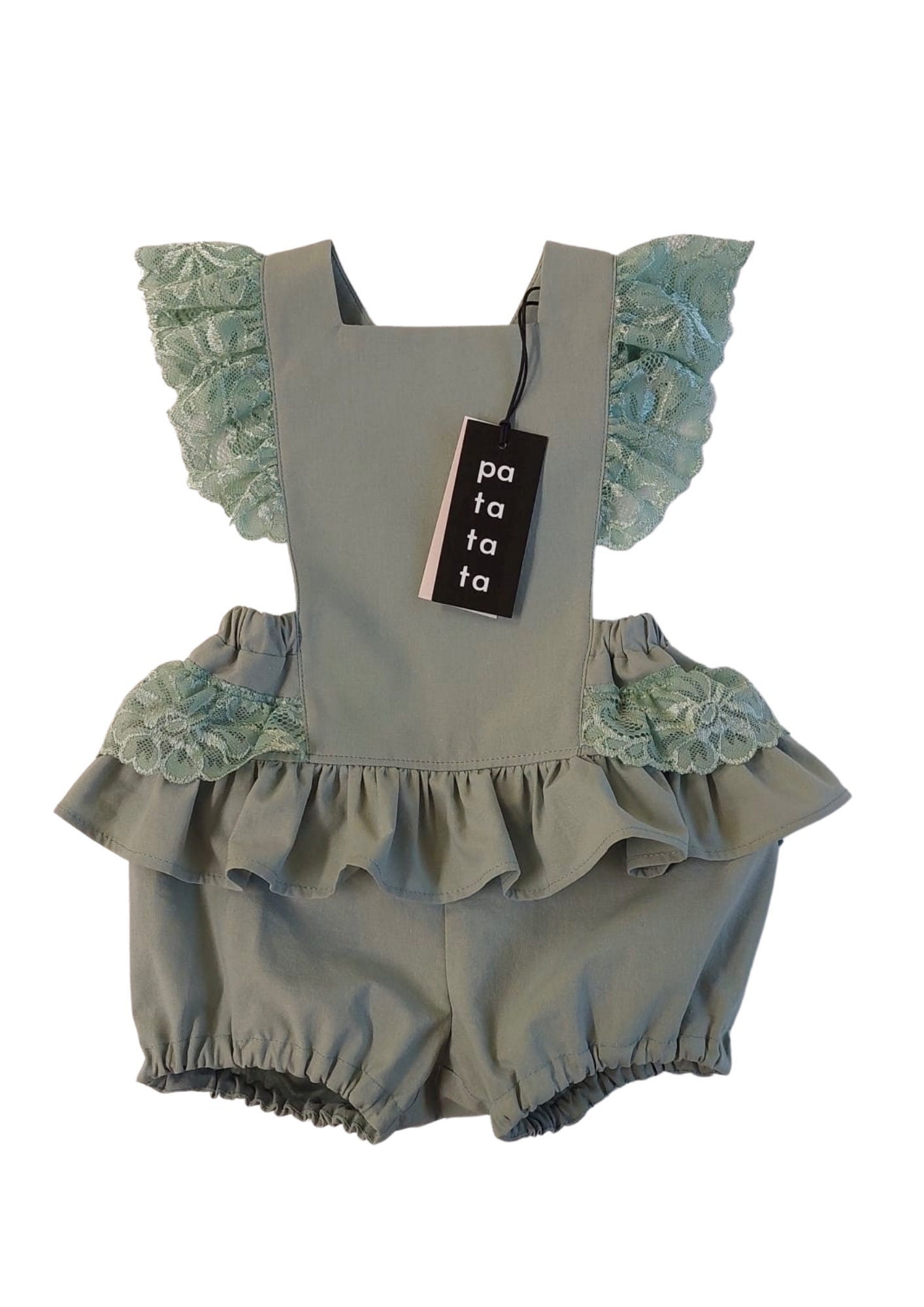 Baby-Mädchen Rüschen-strampler, Grüner Cake Smash Outfit Mädchen, Kuchen Smash-Outfit, Baby-Mädchen-Boho-strampler, Erster Geburtstag Outfit von PataTaTaDress